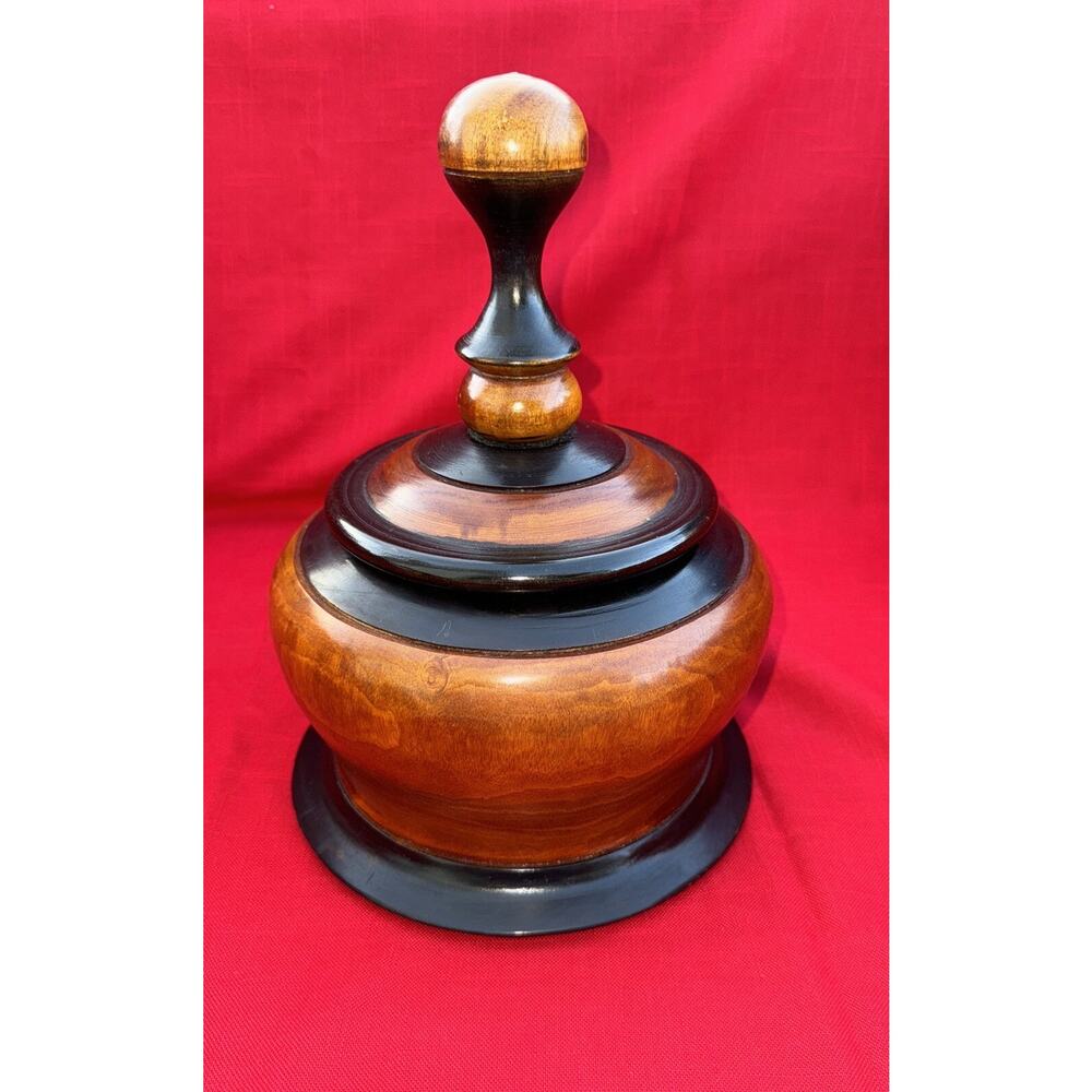Vintage Contemporary Large Wooden Urn / Ginger‎ Jar w/ Lid 11" Tall Hand Turned